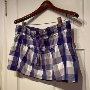 Lululemon Leader of the Pack Purple and White Lagoon Plaid Swift Skirt (Skort!)